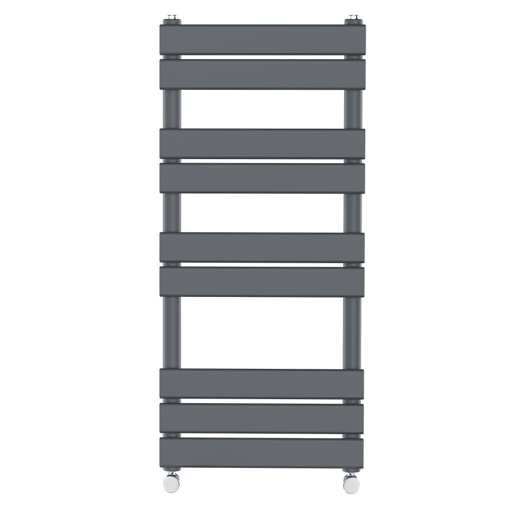 Valeno 1000x600mm Grey Heated Towel Rail – Flat Panel, Vertical Mount, Matt Finish