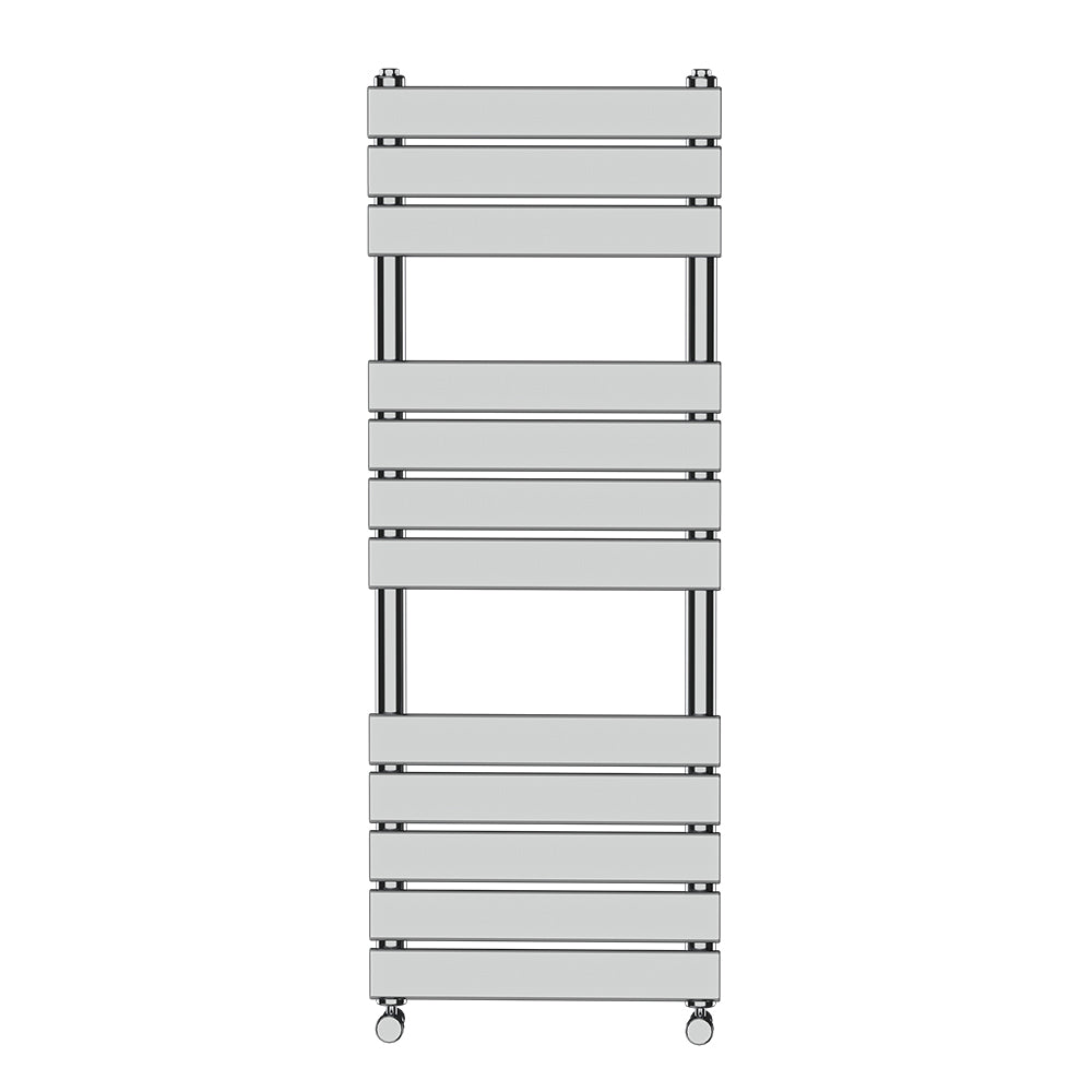 Valeno 1200x450mm Chrome Heated Towel Rail – Flat Panel, Vertical Mount, Polished Finish