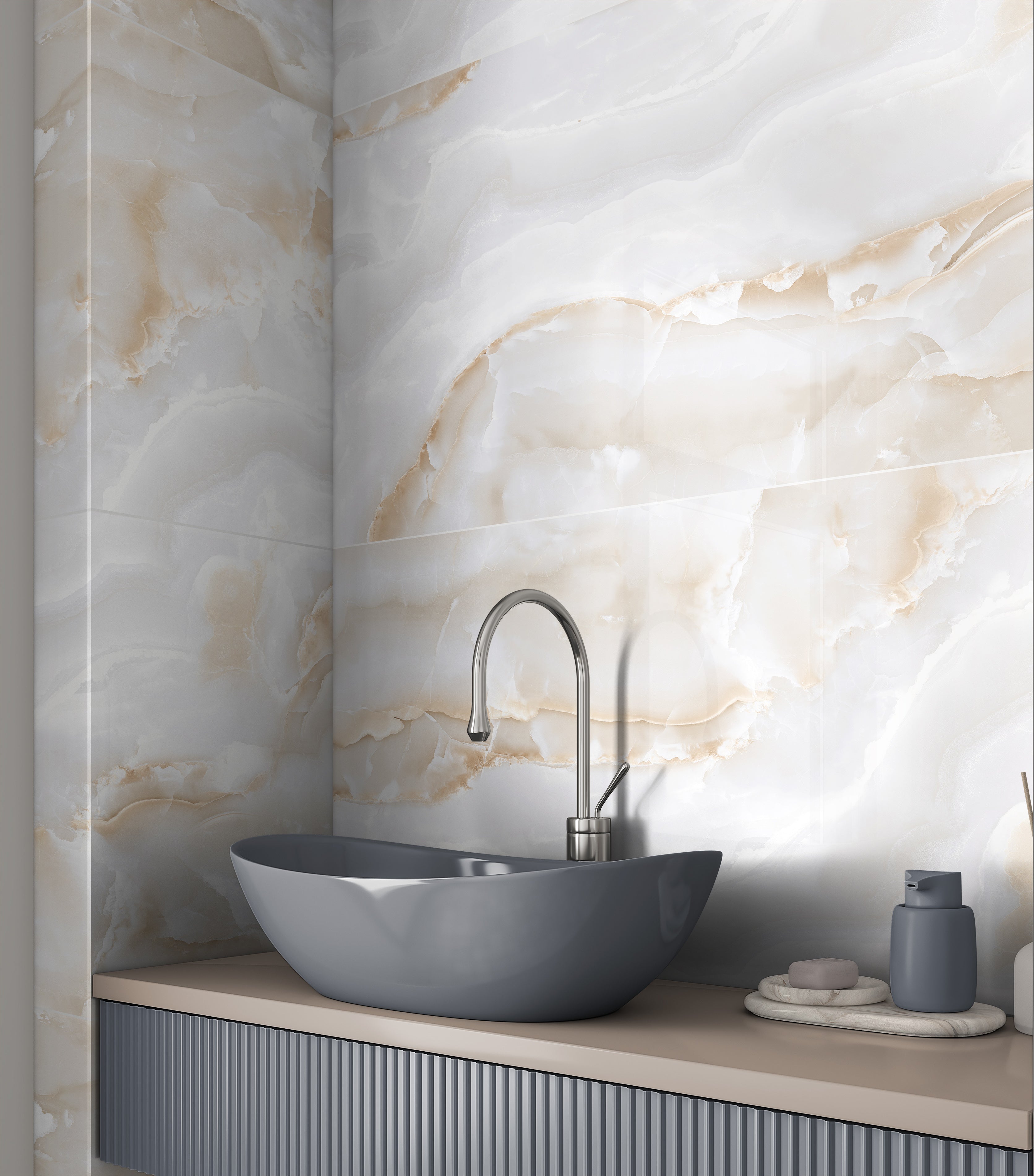 Onyx Sable Beige Polished Porcelain 60x120cm Wall and Floor Tile