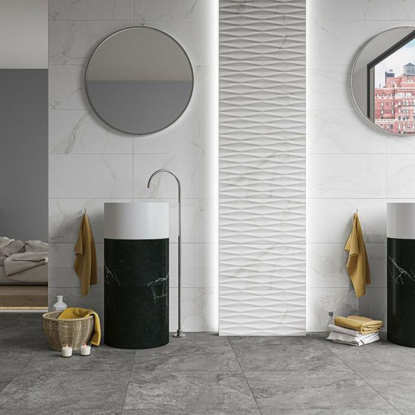 Essien Carrara Marble Effect Polished 30x60cm Ceramic Wall Tiles