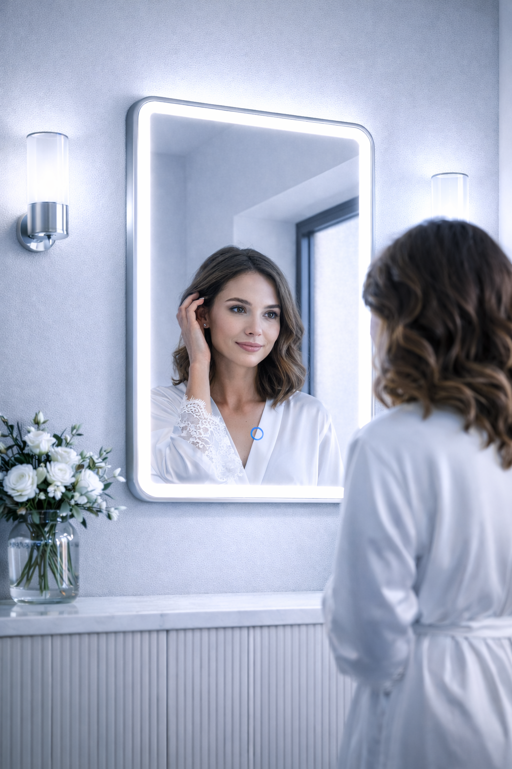 Lumora 700x500mm LED Bathroom Mirror Brushed Brass Tri-Light Touch Demister IP44