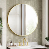 600mm Round Brushed Gold Illuminated Dimmable LED Bathroom Mirror – Front-Lit, Tri-Light & Anti-Fog | Lumora