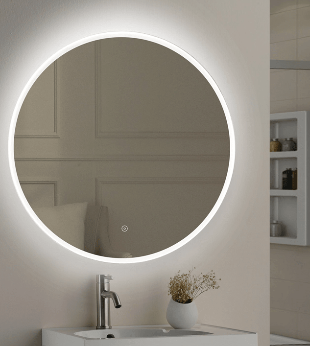 600mm Round Illuminated Dimmable LED Bathroom Mirror – Edge-Lit, Tri-Light & Anti-Fog | Lumora - TILES Paradise