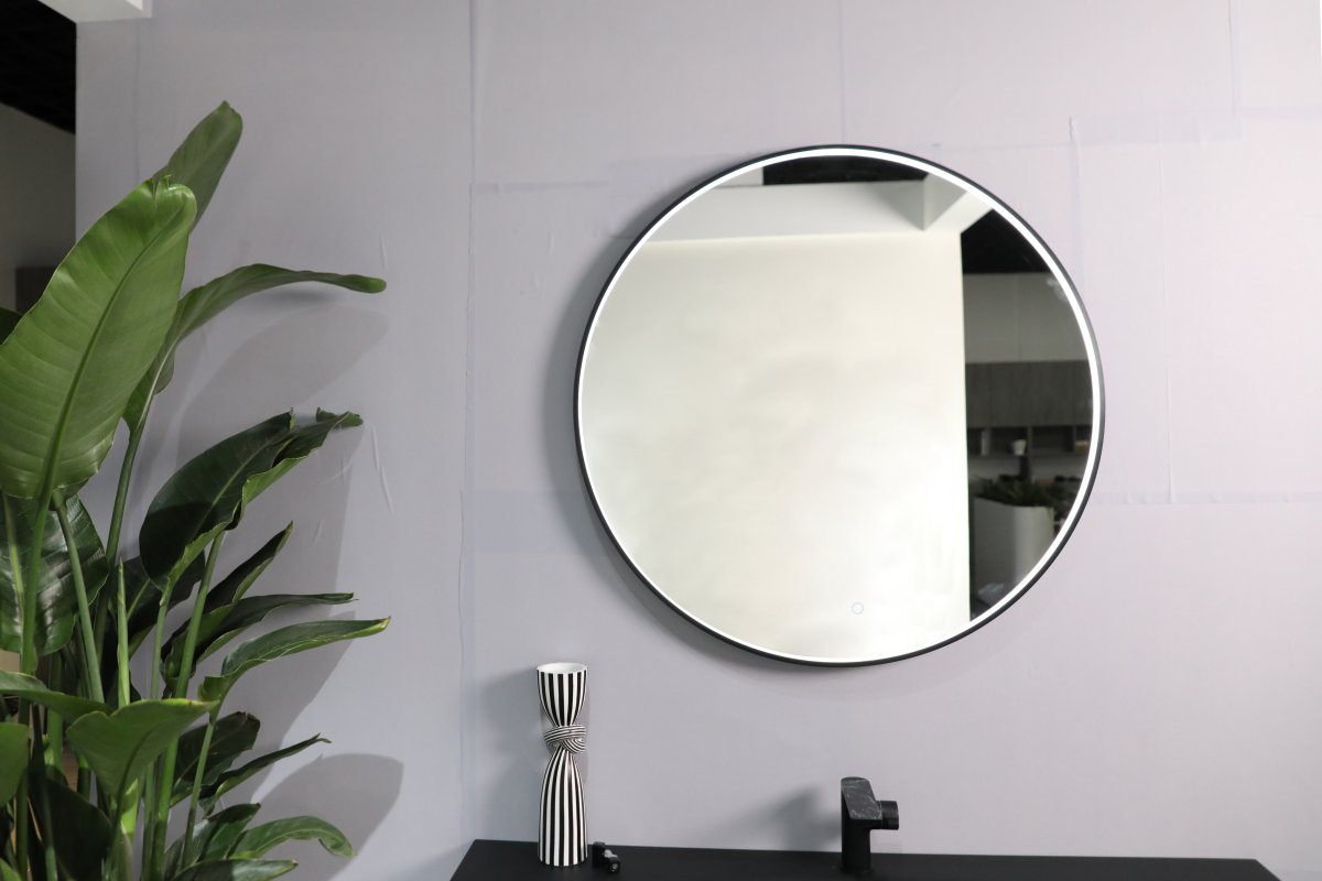 600mm Round Matt Black Illuminated Dimmable LED Bathroom Mirror – Front - Lit, Tri - Light & Anti - Fog | Lumora - TILES Paradise