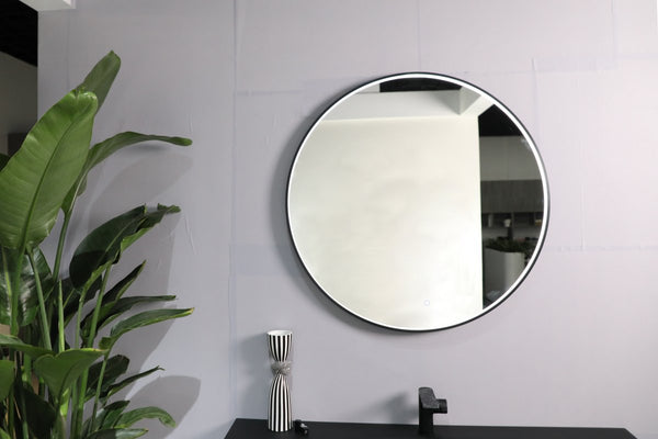 600mm Round Matt Black Illuminated Dimmable LED Bathroom Mirror – Front-Lit, Tri-Light & Anti-Fog | Lumora
