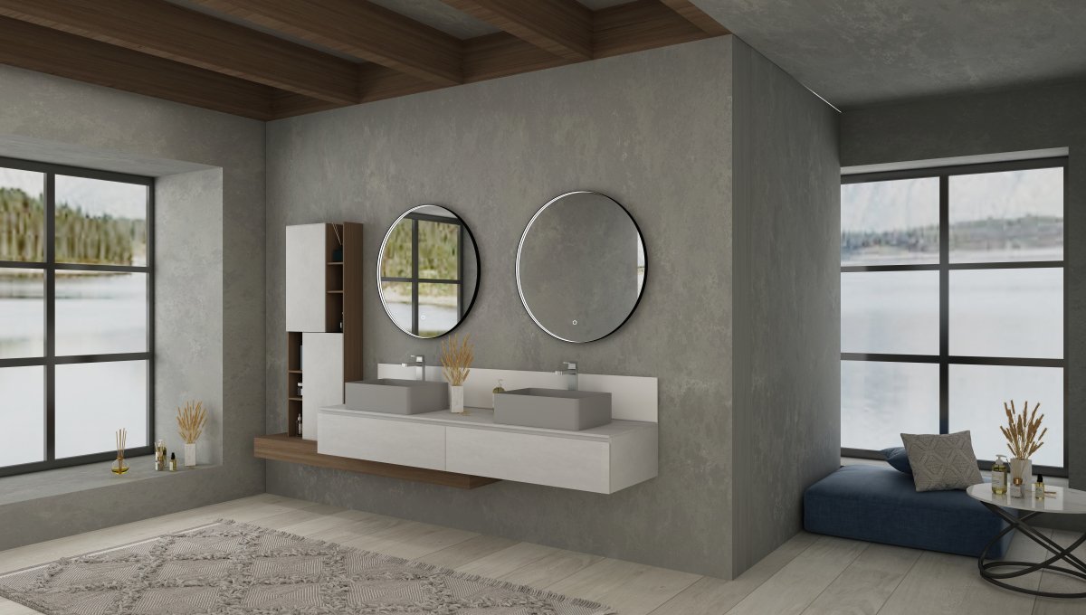 600mm Round Matt Black Illuminated Dimmable LED Bathroom Mirror – Front - Lit, Tri - Light & Anti - Fog | Lumora - TILES Paradise