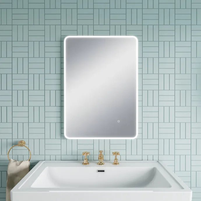 700x500mm Rectangular Round Corner Frameless Dimmable LED Bathroom Mirror – Bluetooth, Edge-Lit Tri-Light, Portrait or Landscape | Lumora - TILES Paradise