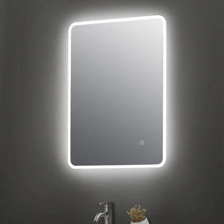 700x500mm Rectangular Round Corner Frameless Dimmable LED Bathroom Mirror – Bluetooth, Edge-Lit Tri-Light, Portrait or Landscape | Lumora - TILES Paradise