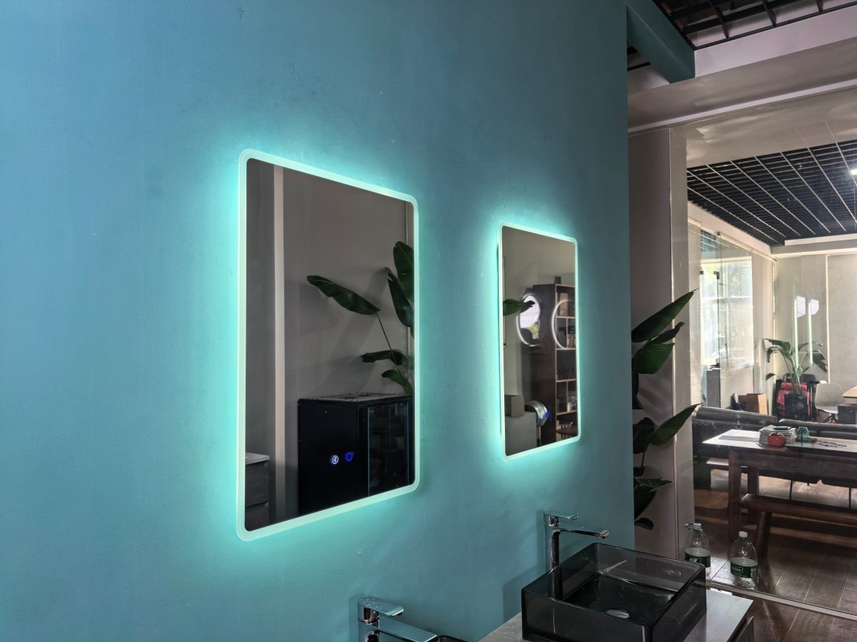 700x500mm Rectangular Round Corner Frameless Dimmable LED Bathroom Mirror – Bluetooth, Edge - Lit Tri - Light, Portrait or Landscape | Lumora - TILES Paradise