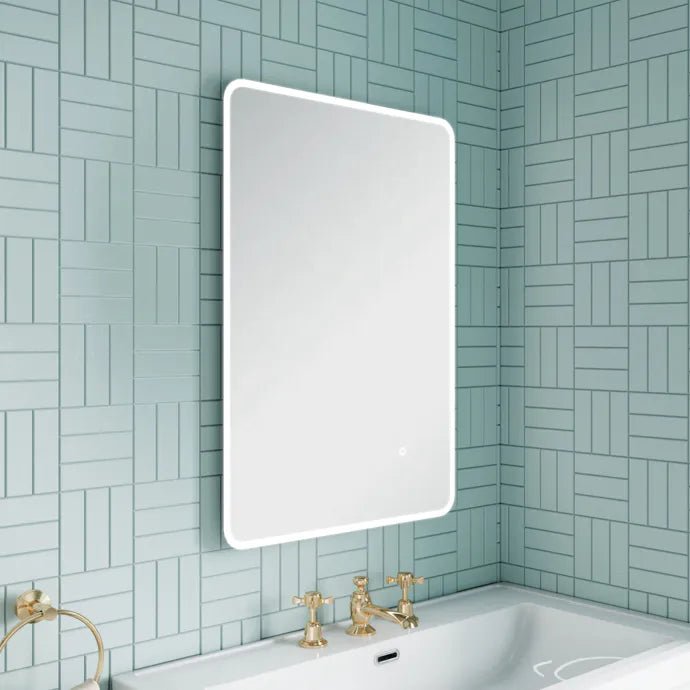 700x500mm Rectangular Round Corner Frameless Dimmable LED Bathroom Mirror – Bluetooth, Edge-Lit Tri-Light, Portrait or Landscape | Lumora - TILES Paradise