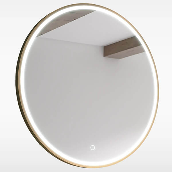 800mm Round Brushed Gold Large Dimmable LED Bathroom Mirror – Front-Lit Tri-Light & Anti-Fog | Lumora