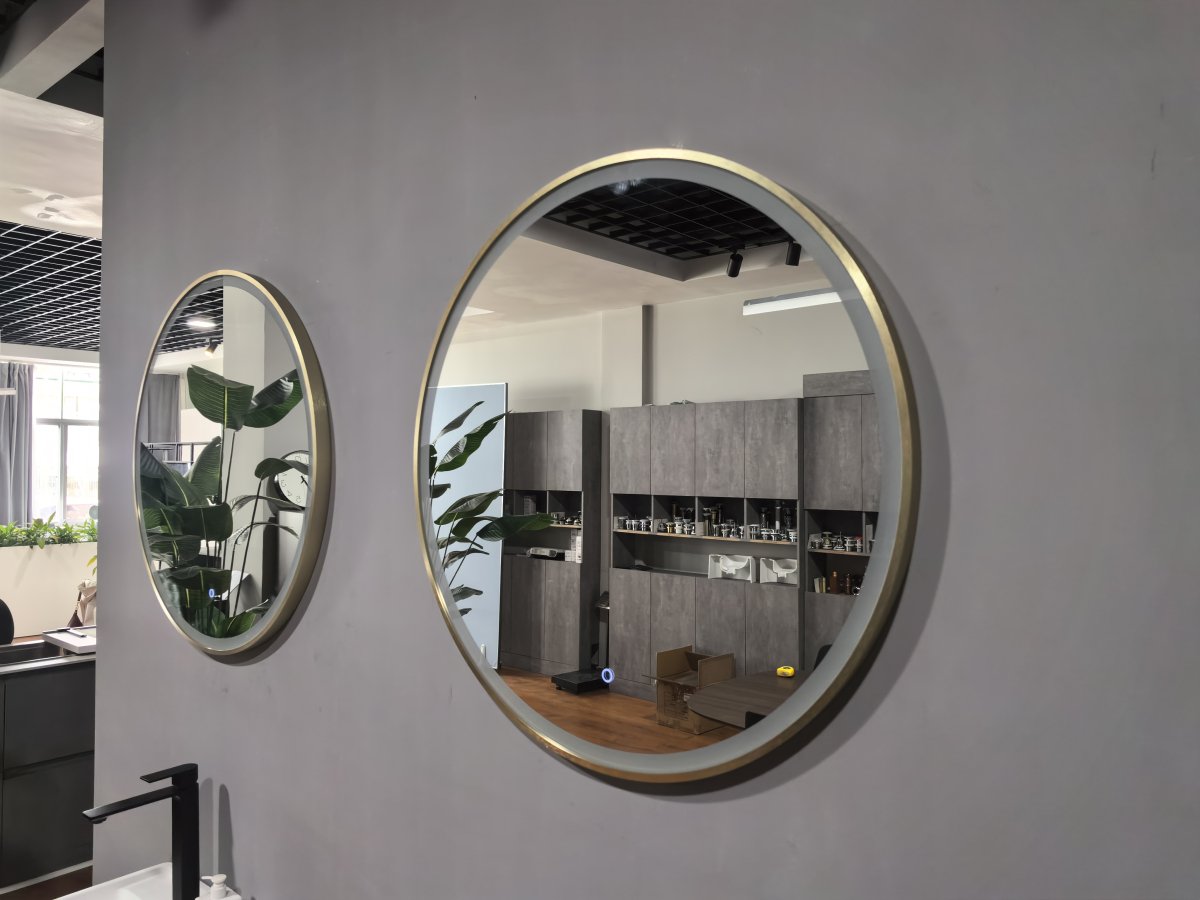 800mm Round Brushed Gold Large Dimmable LED Bathroom Mirror – Front - Lit Tri - Light & Anti - Fog | Lumora - TILES Paradise