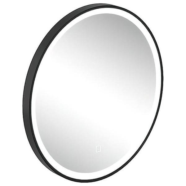 800mm Round Matt Black Large Dimmable LED Bathroom Mirror – Front-Lit Tri-Light & Anti-Fog | Lumora