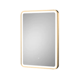 800x600mm Rectangular Brushed Gold Dimmable LED Bathroom Mirror – Portrait or Landscape, Tri-Light & Anti-Fog | Lumora