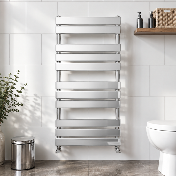 Azzano 1200x500mm Chrome Heated Towel Rail – 12 Bar Designer Ladder Radiator