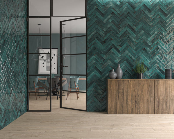 Marena Blue Gloss Ceramic 75x300mm Metro Wall Tile