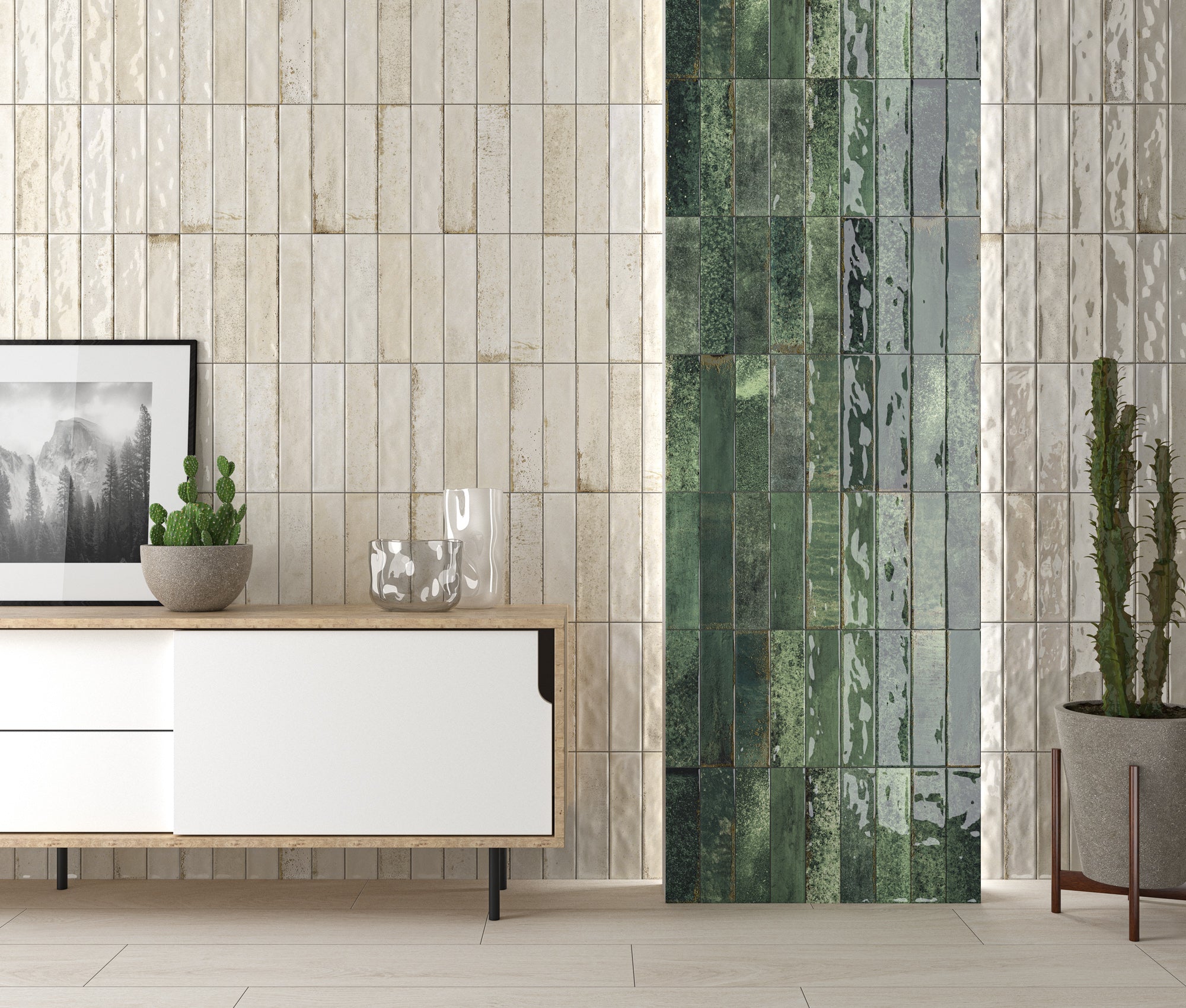 Marena Green Gloss Ceramic 75x300mm Metro Wall Tile
