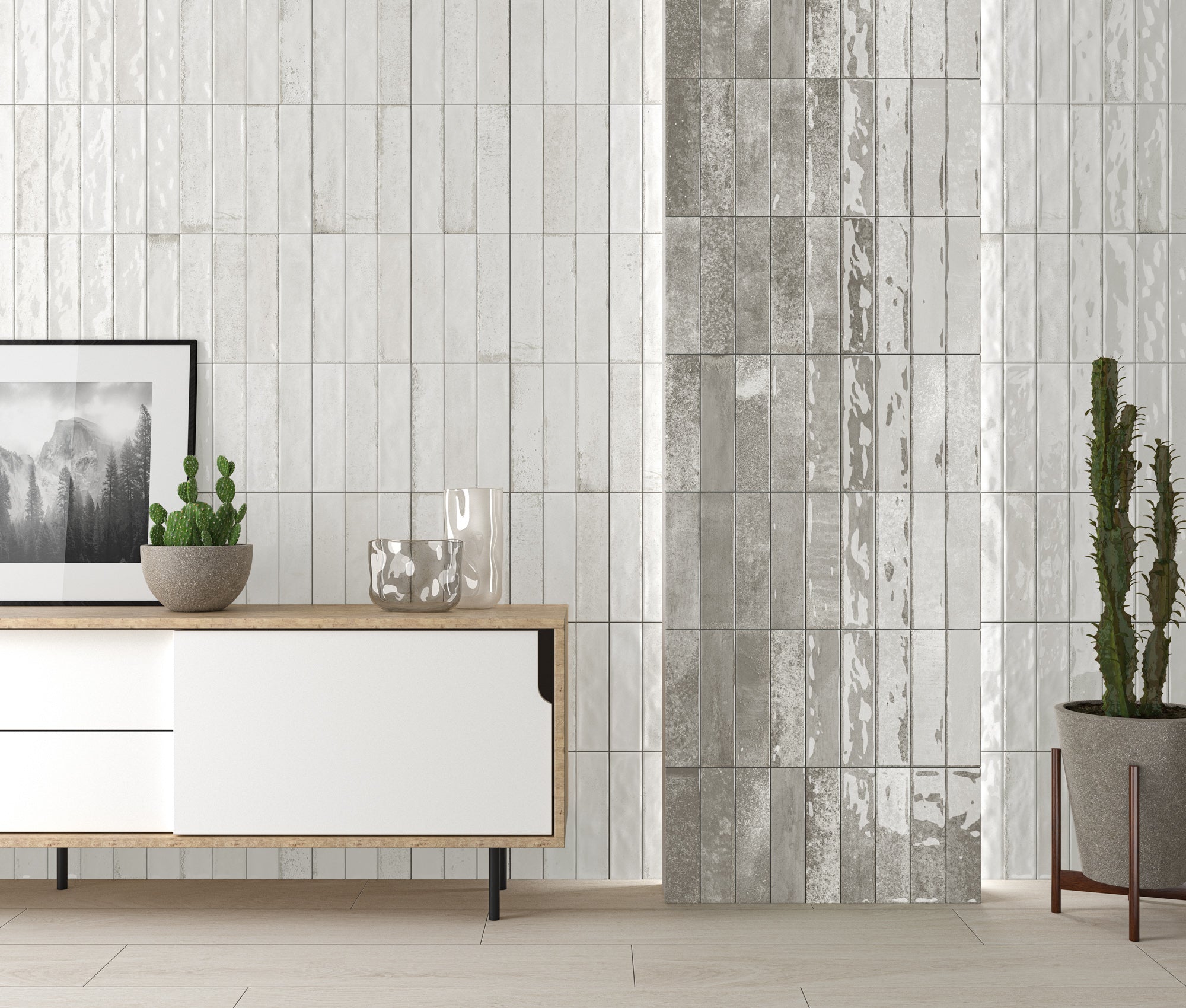 Marena White Gloss Ceramic 75x300mm Metro Wall Tile
