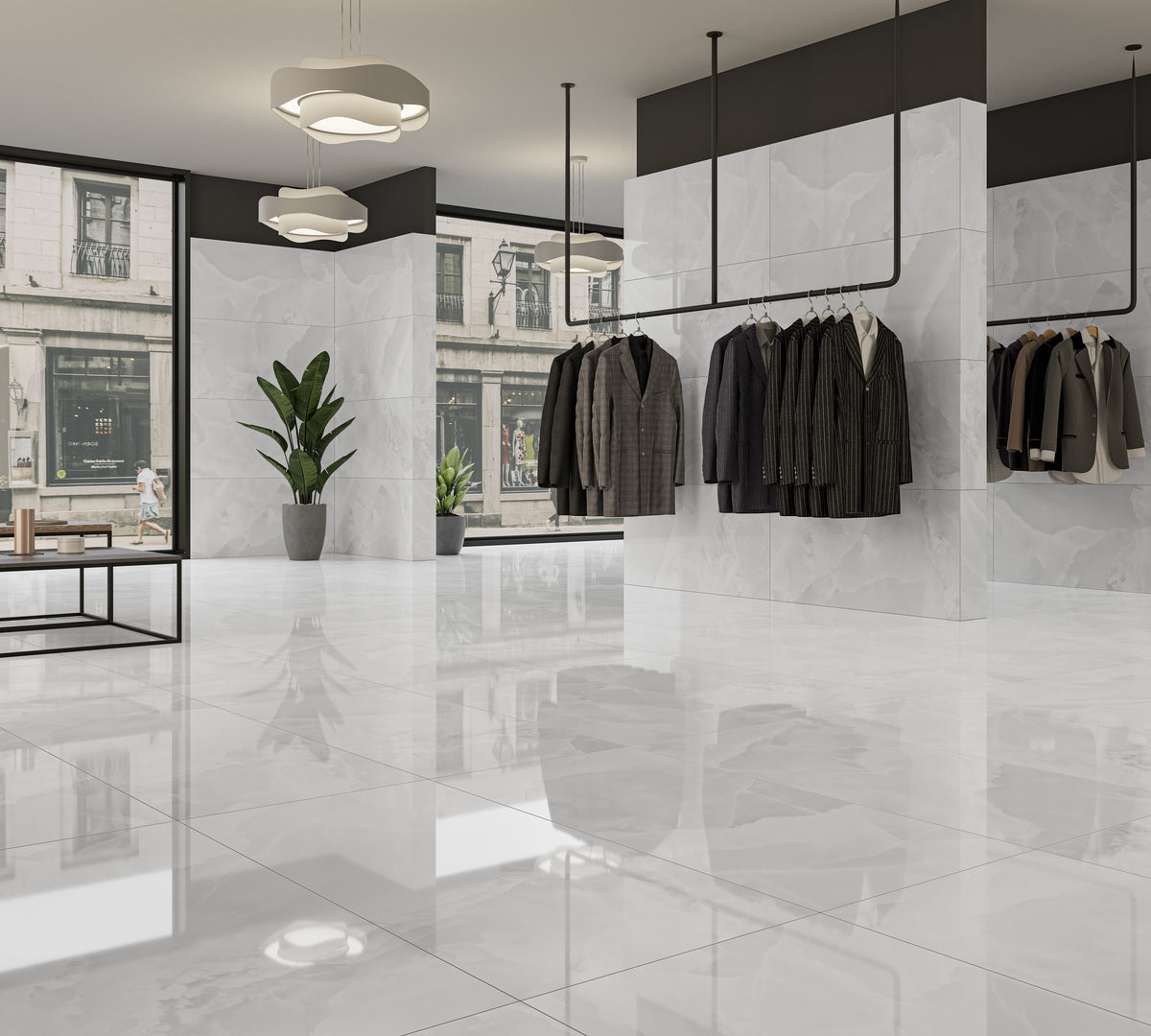 Iceland White Marble Effect Gloss Porcelain 60x120cm Wall & Floor Tile