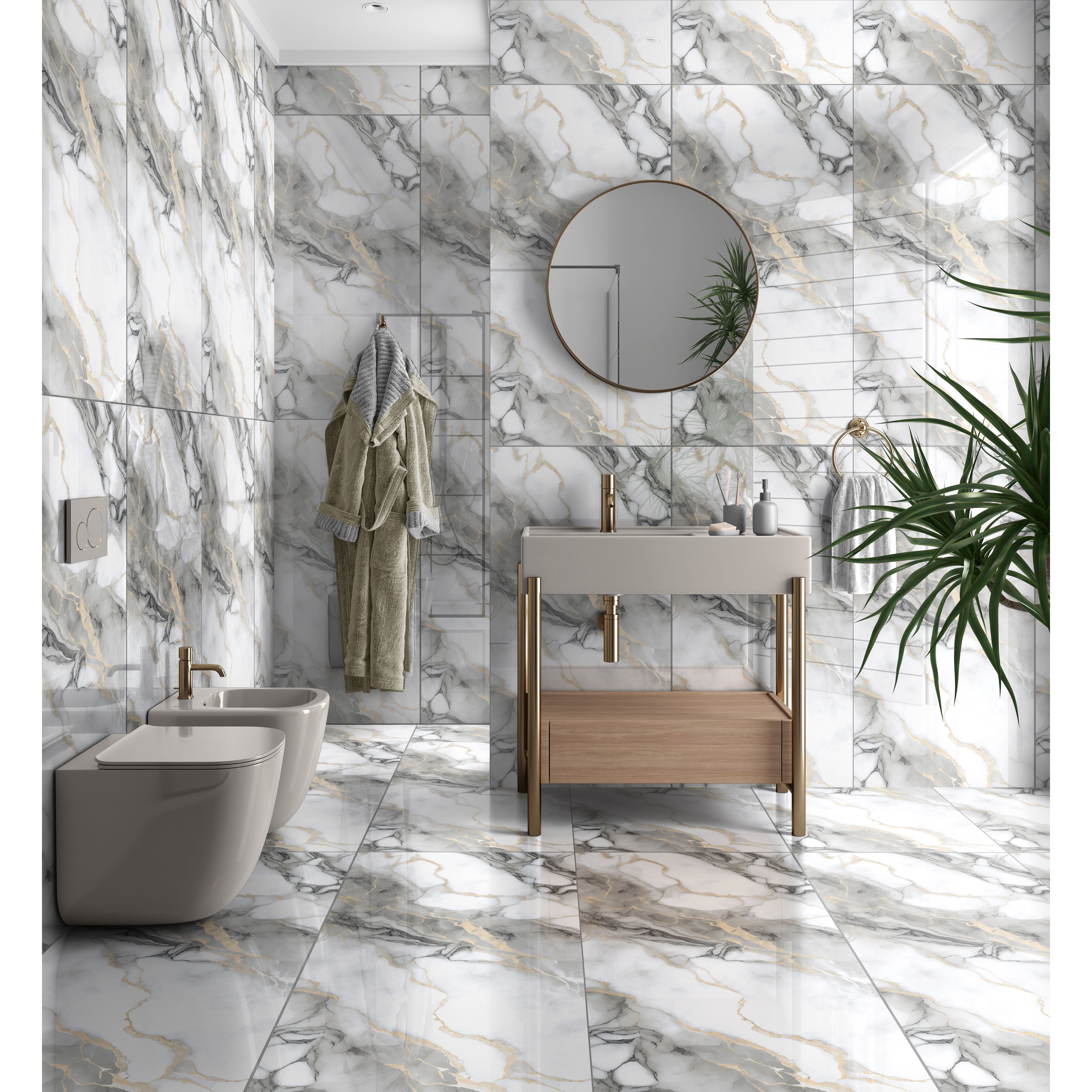 Afyon Grey Gold Polished 60x120cm Porcelain Wall and Floor Tile