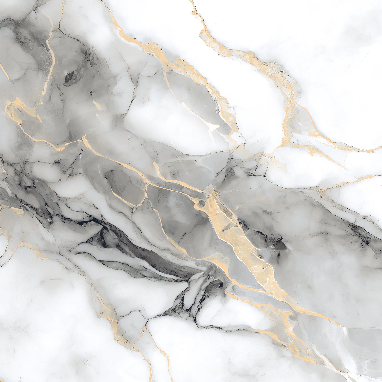 Marble texture with gold accents on a white background