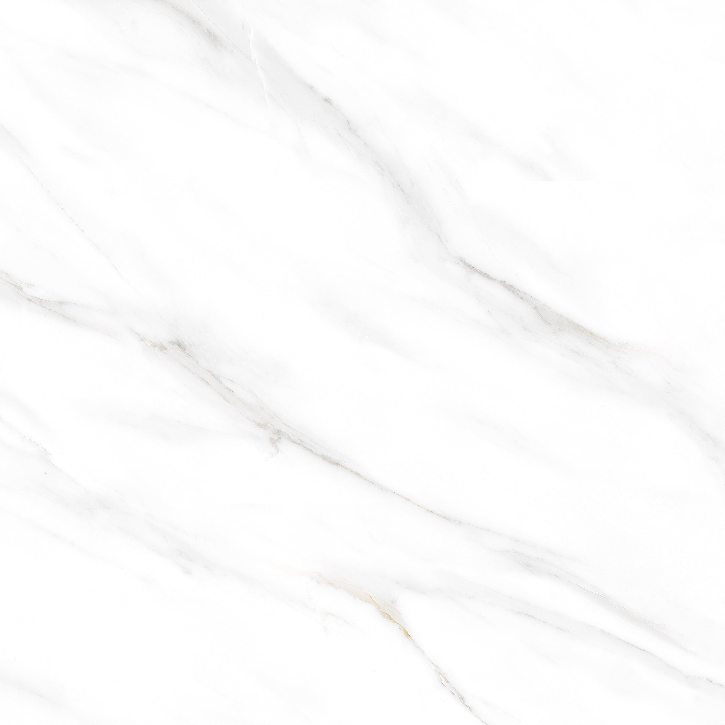 Statuario Carrara White Polished Marble Effect Porcelain 60x60cm Wall and Floor Tile