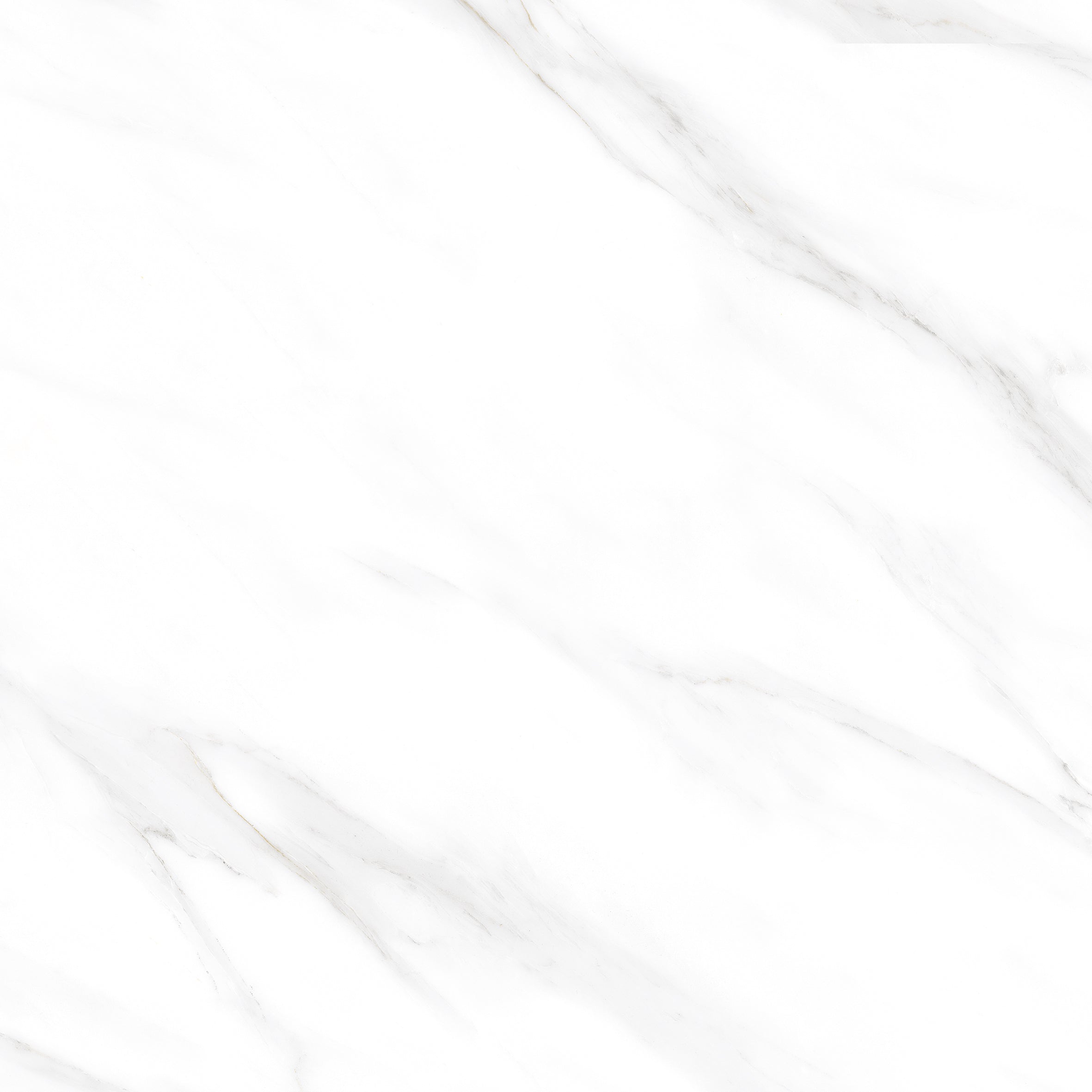 Statuario Carrara White Polished Marble Effect Porcelain 60x60cm Wall and Floor Tile