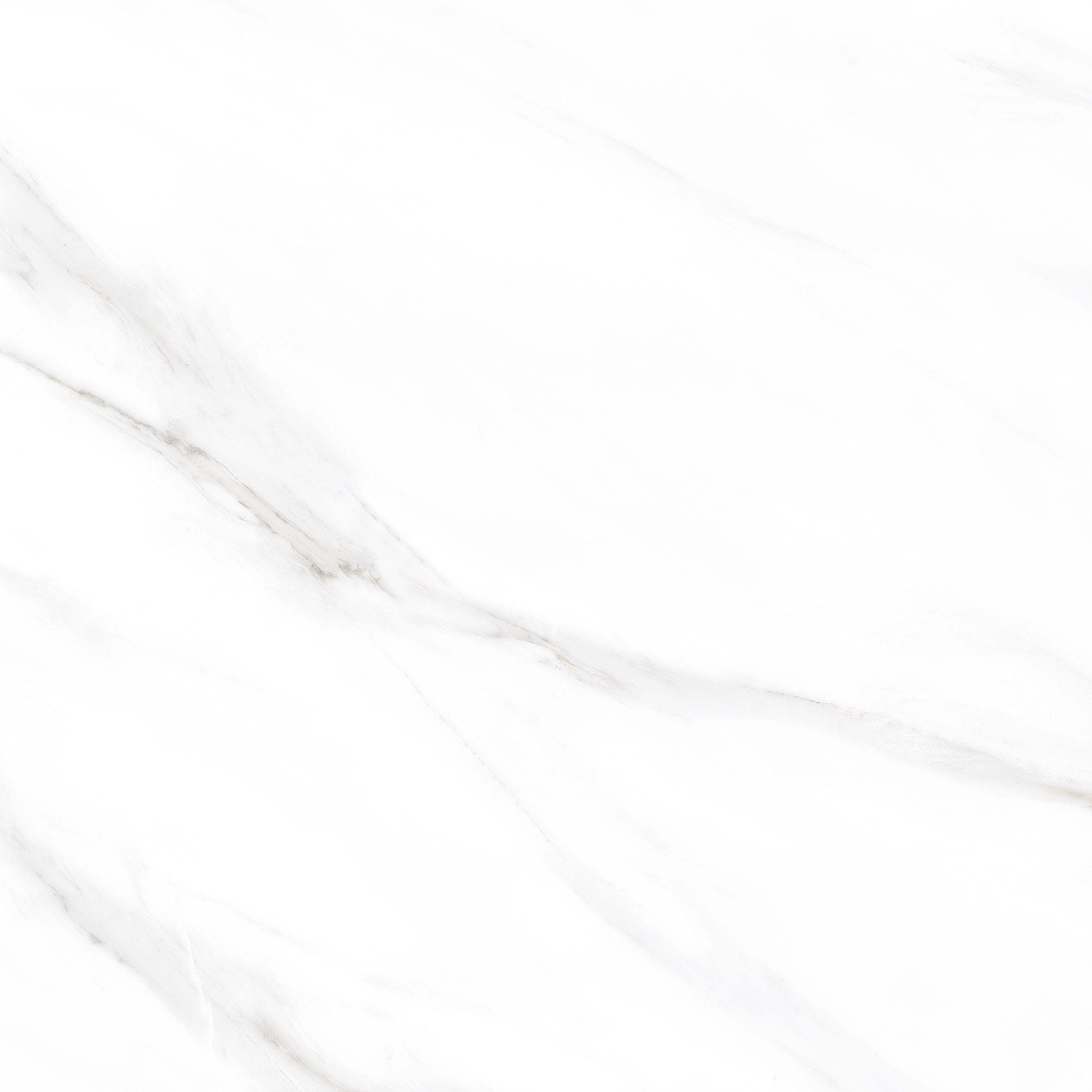 Statuario Carrara White Polished Marble Effect Porcelain 60x60cm Wall and Floor Tile