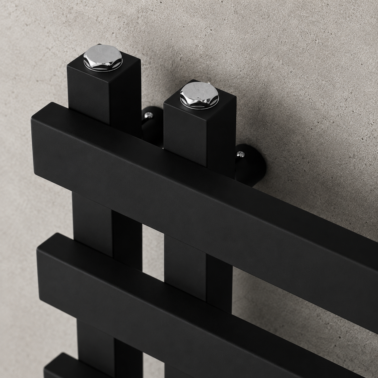 Lazio 1200x500mm Matt Black Heated Towel Rail – 11 Bar Ladder Radiator, Central Connection