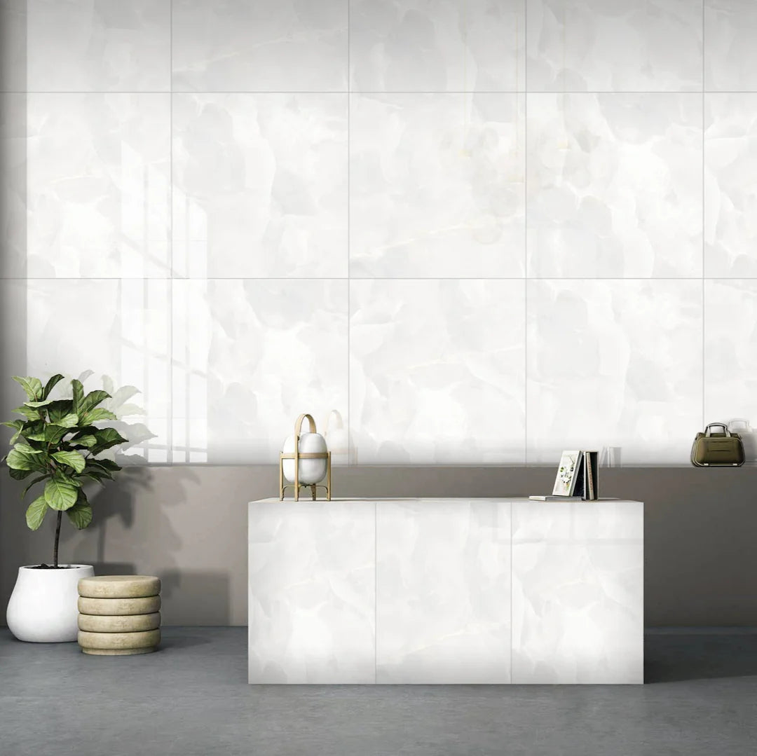 Onyx White Polished Porcelain 80x80cm Wall and Floor Tile