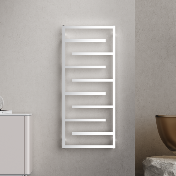 Salerno 1380x600mm Chrome Heated Towel Rail – Large 10 Bar Ladder Radiator