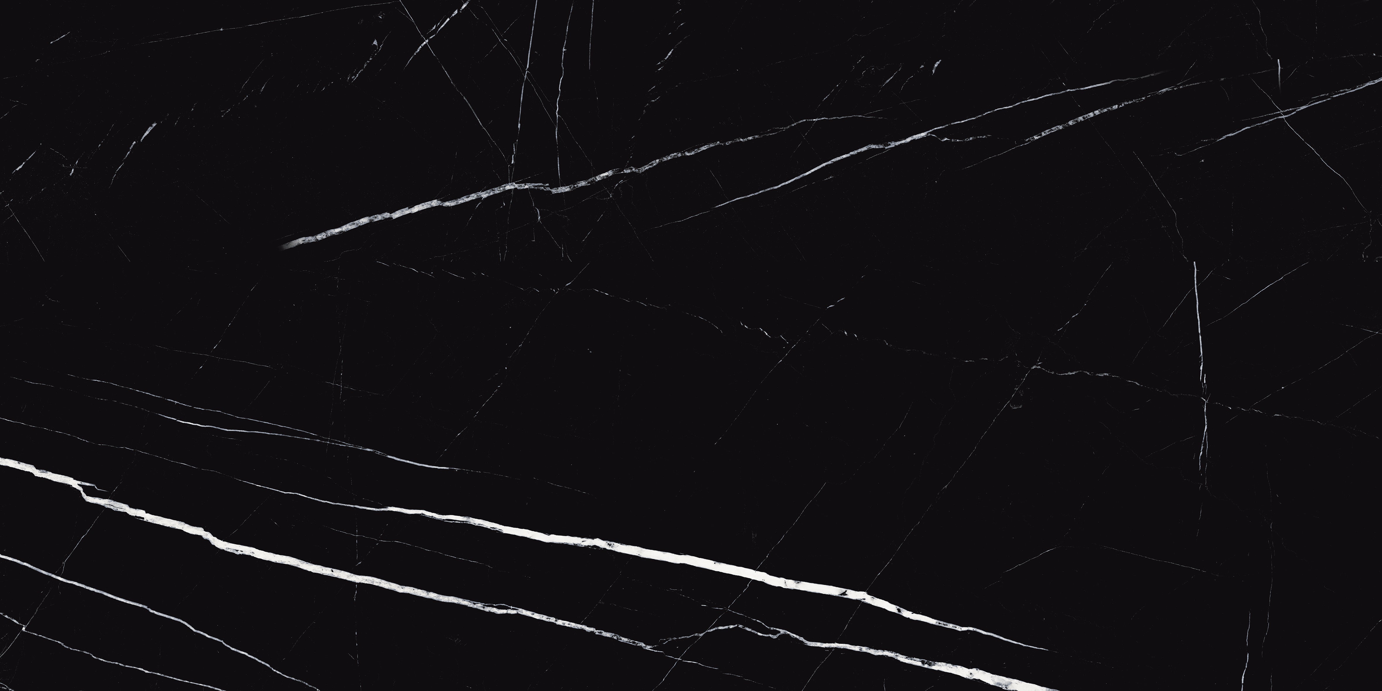 Black marble effect porcelain tile with bold white veining – Imperio Nero polished 60x120cm