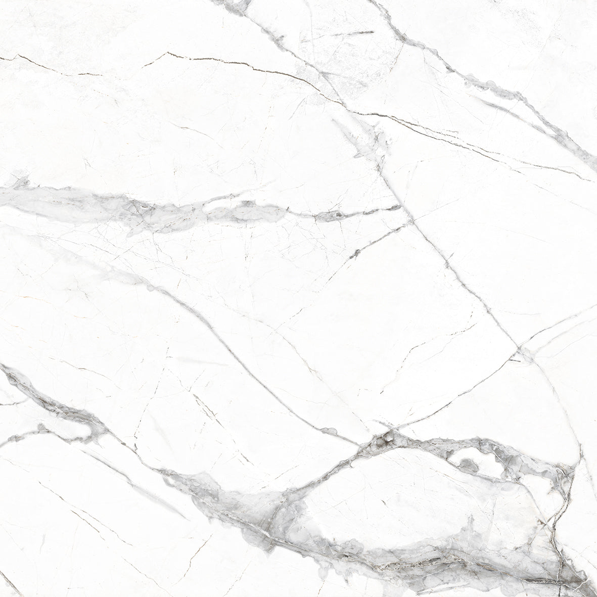 Pallet Deal: 151 Tiles (54 sq.m) Alexandrite Carrara White Marble Effect Polished Porcelain 60x60cm Kitchen Bathroom Wall and Floor Tile