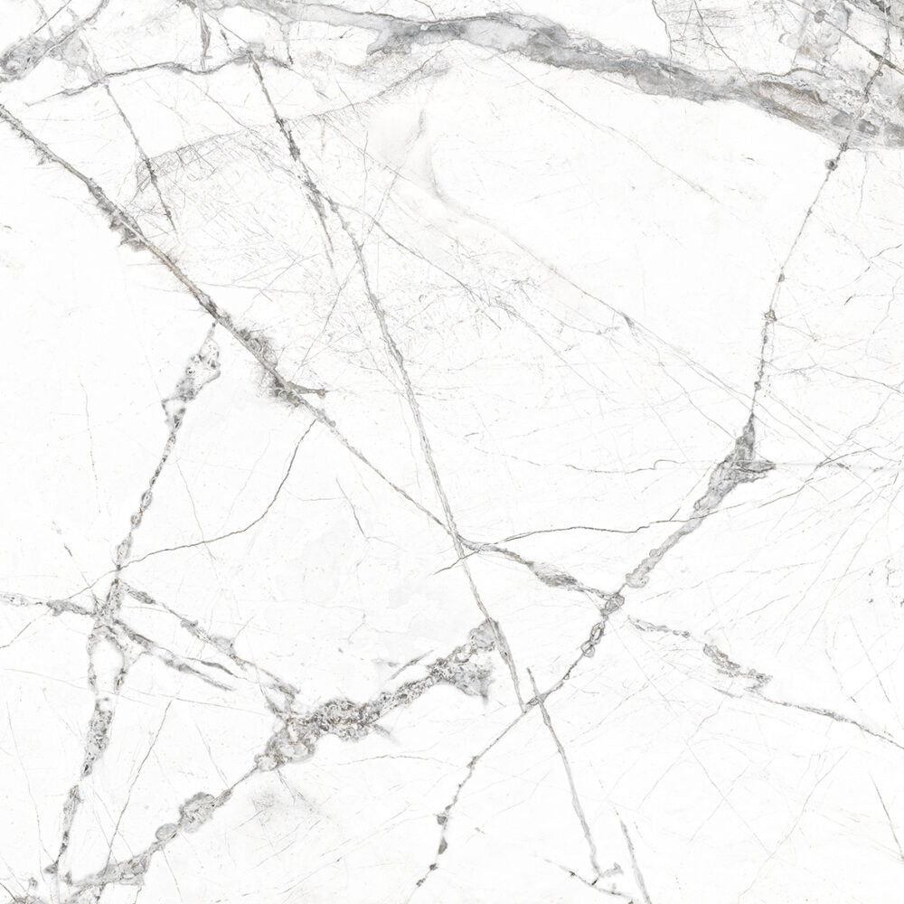 Pallet Deal: 151 Tiles (54 sq.m) Alexandrite Carrara White Marble Effect Polished Porcelain 60x60cm Kitchen Bathroom Wall and Floor Tile