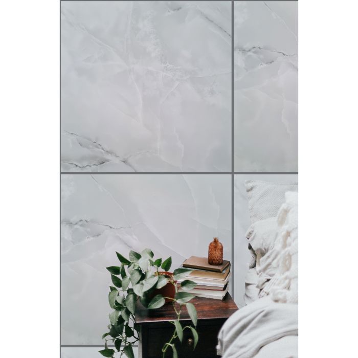 Pallet Deal: 151 Tiles (54 sq.m) - Maxi Grey Gloss Porcelain 60x60cm for Indoor Hallway & Entryway