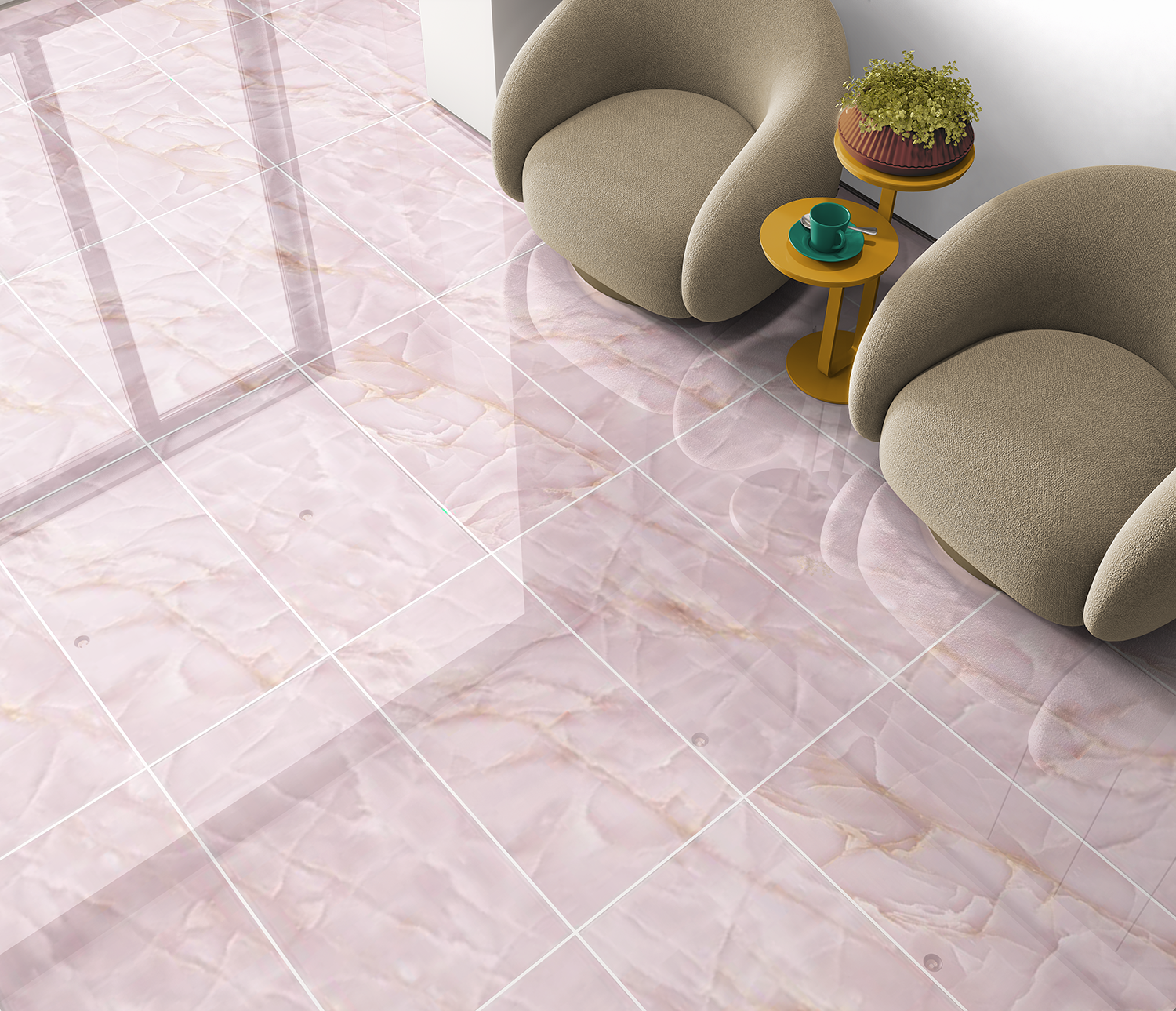 Pallet Deal: 60 Tiles (43SQM) - Persian Onyx Pink Gloss Porcelain 60x120cm Wall & Floor