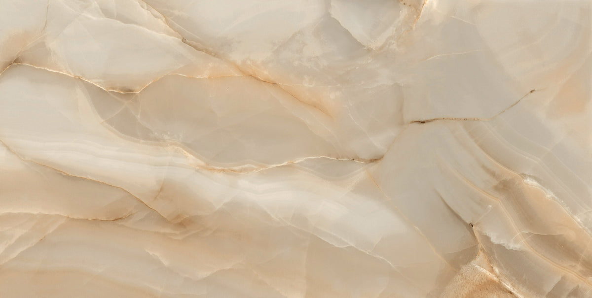 Onice Beige Onyx Effect Polished Porcelain 60x120cm Wall & Floor Tile