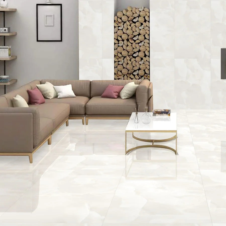 Pallet Deal: 68 Tiles (48 sq.m) - Frosted Ice Onyx Gloss Porcelain 60x120cm for Kitchen & Bathroom Tiles