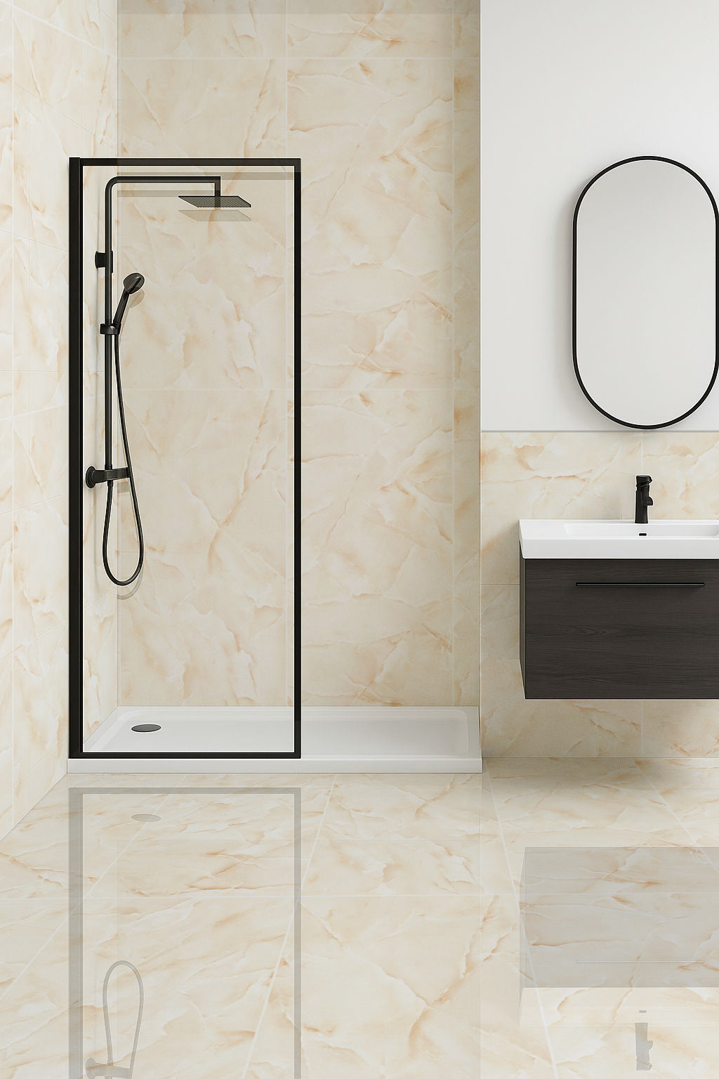 Rapido Onyx Creama Polished Porcelain 60x120cm Wall & Floor Tile