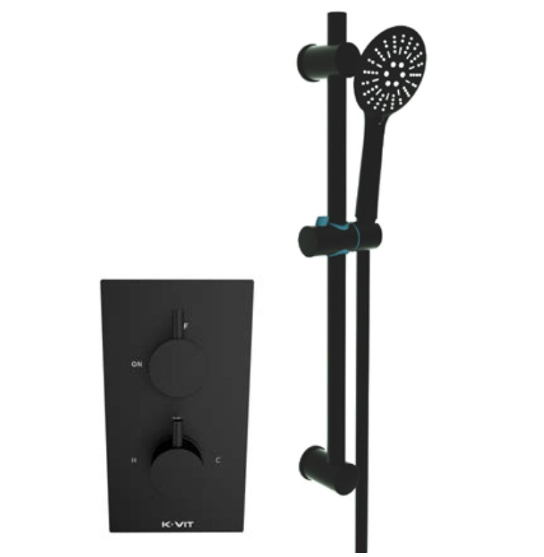 Oriana matt black round shower slide rail kit