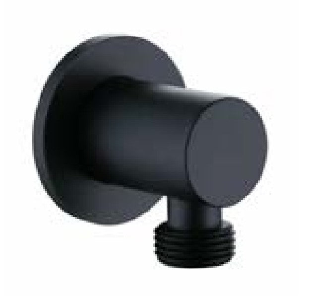 Oriana matt black round shower wall outlet elbow
