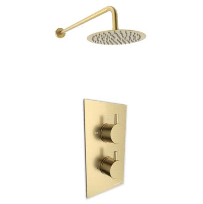 Oriana brushed brass concealed thermostatic shower valve, 1 outlet