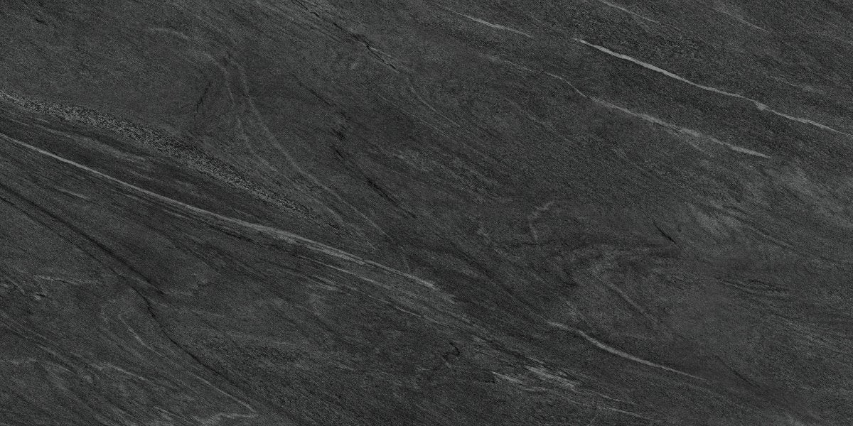Strata Black Matt Porcelain Tile Bathroom Feature Wall Dark Stone Effect UK