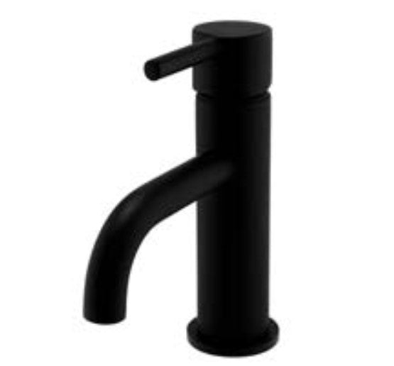 Oriana matt black round mono basin mixer tap