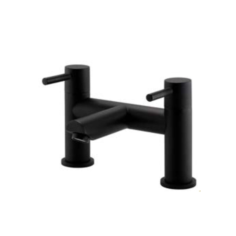 Oriana matt black round deck mounted bath filler tap