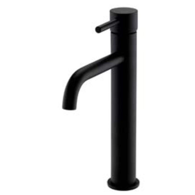 Oriana matt black round tall hi-rise basin mixer tap