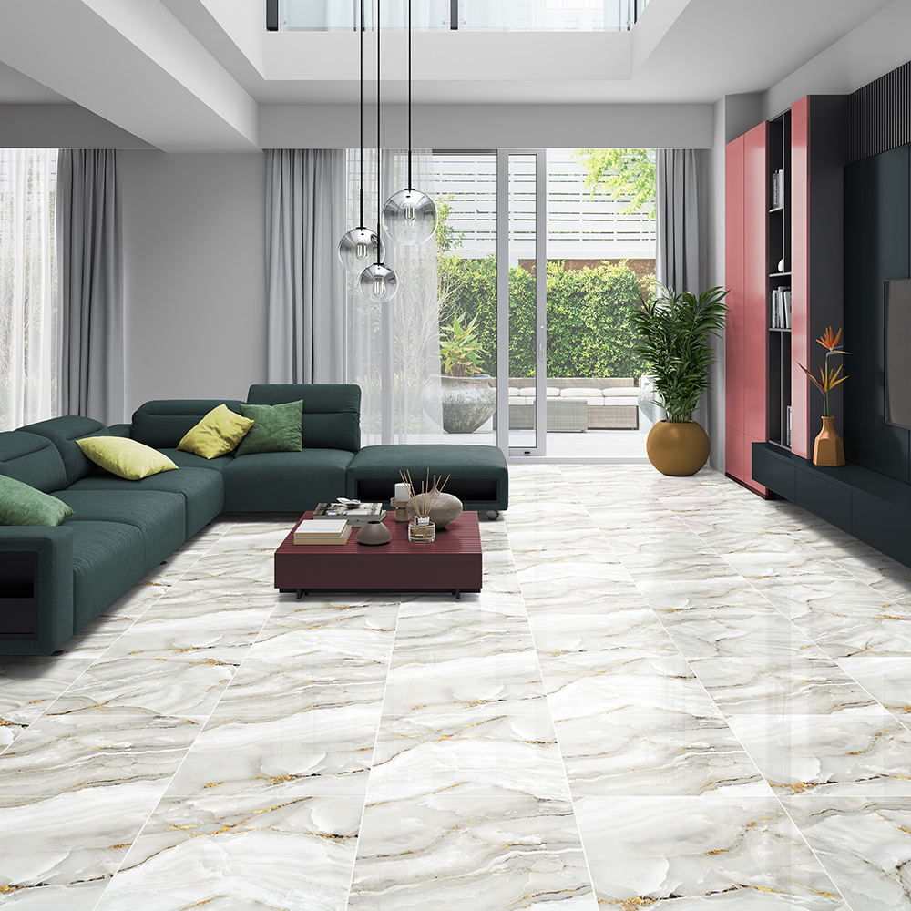 Aurora Onyx Gold Glossy Porcelain Tiles 60x60cm Wall & Floor Tile