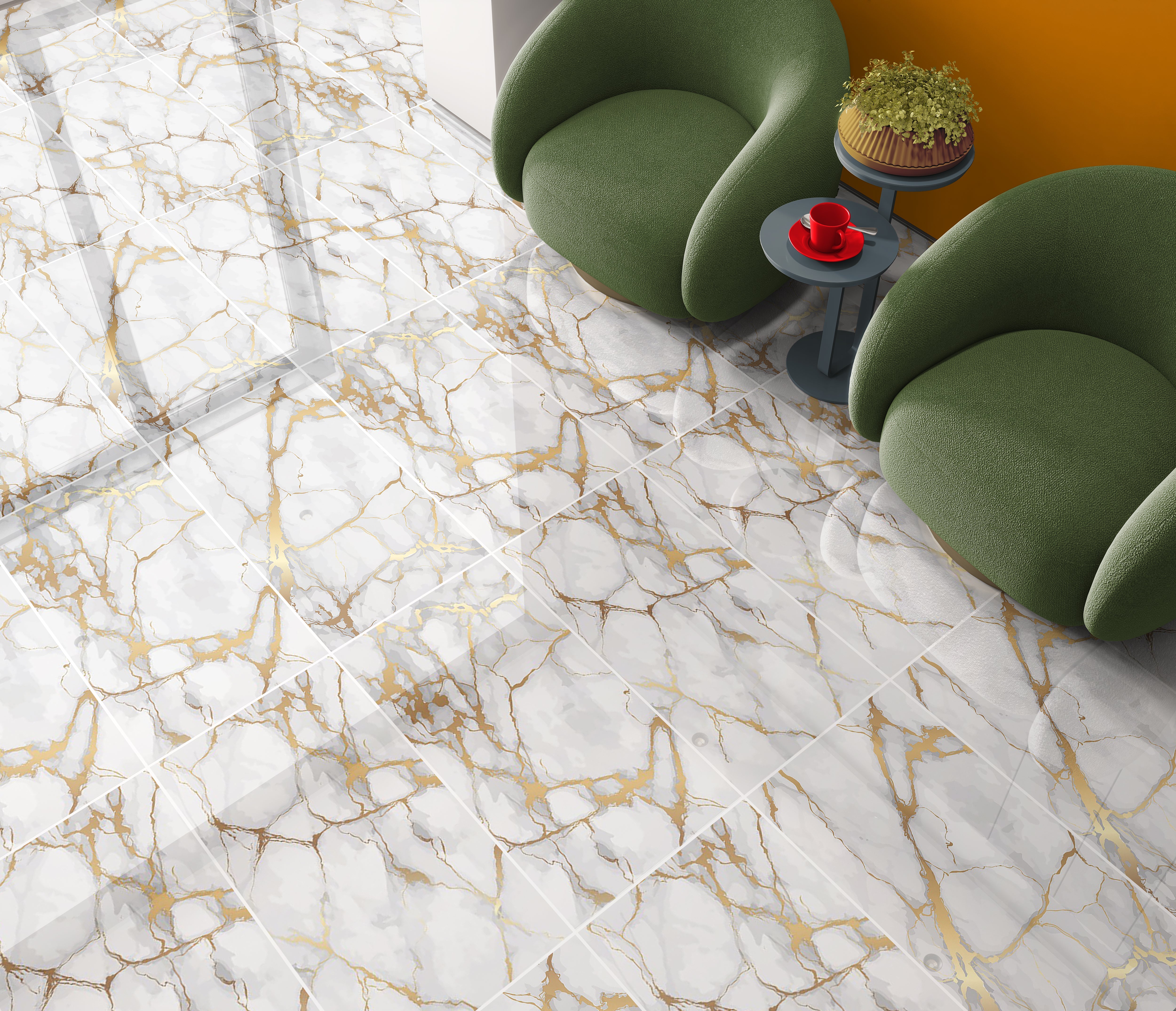Pallet Deal: 60 Tiles (43 sq.m) Honey Gold Marble Effect Polished Porcelain 60x120cm Wall and Floor Tile
