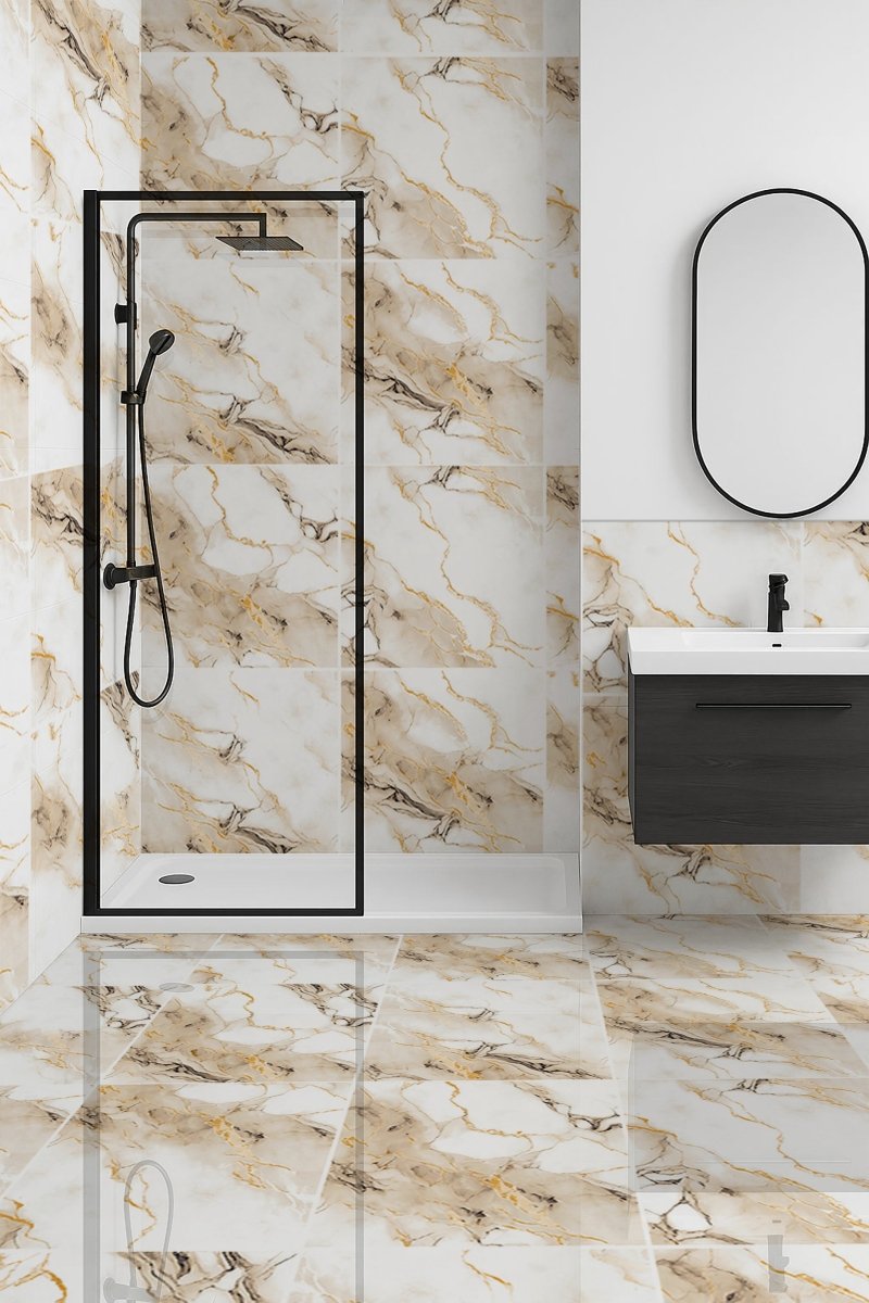 Afyon Gold Polished 60x60cm Porcelain Wall and Floor Tile - TILES Paradise