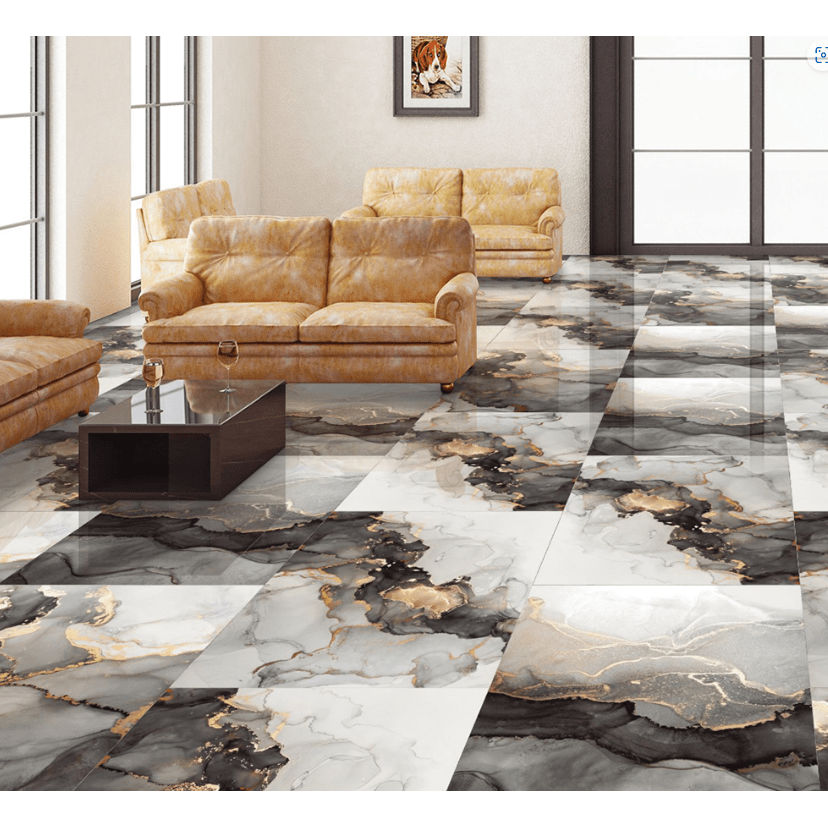 Akasmir Gold High Gloss 60x120cm Porcelain Wall and Floor Tile - TILES Paradise